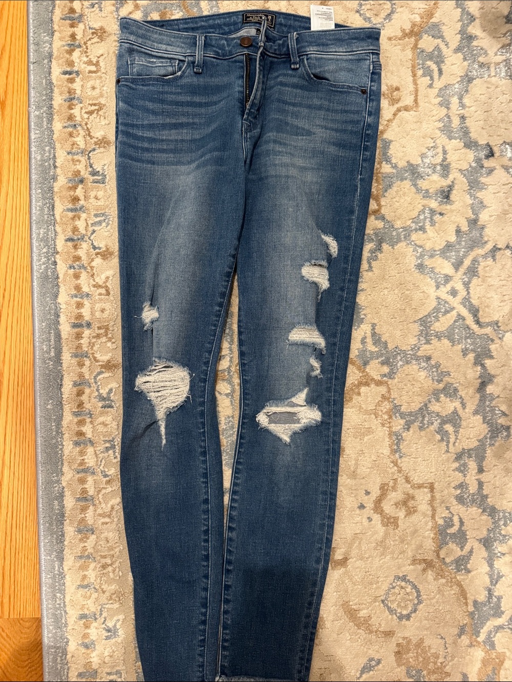 Abercrombie & Fitch Distressed Dark Blue Skinny Jeans